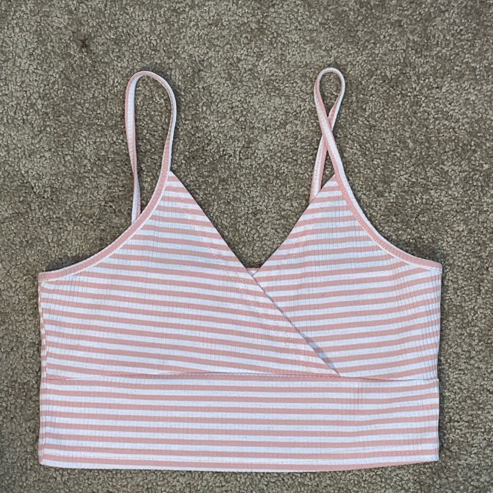 Pink and white stripped crop top
